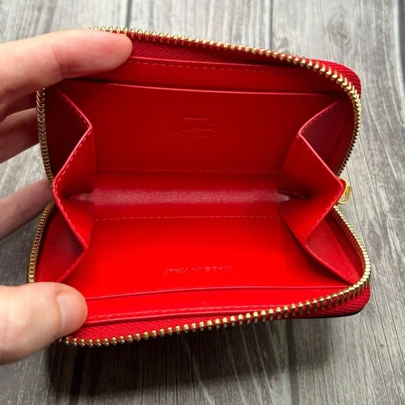 SOLD✨ LOUBOUTIN Gold Studded Logo Zip Compact Wallet Loubinthesky RARE - Picture 12 of 14